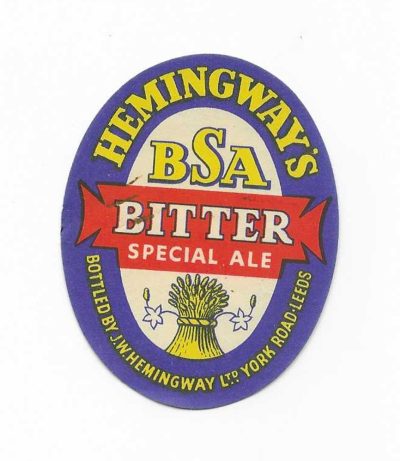 HEMINGWAY OF LEEDS - BSA BITTER SPECIAL ALE