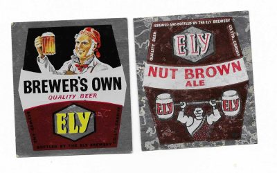 ELY OF CARDIFF - 2 LABELS WITH FOIL FRONTS - SEE BOTH PICS