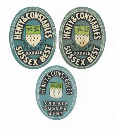 HENTY & CONSTABLE OF CHICHESTER - BLUE TRIO - SEE EXTRA PIC OF THE LIONS ON THE 2 LARGER LABELS