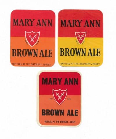 MARY ANN - ANN STREET BREWERY - JERSEY - BROWN ALE LABELS - PRE CONTENTS - PRE 1963 - SEE 2 PICS - SEE SHIELDS