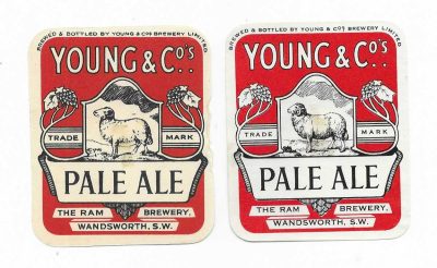 YOUNG & CO - PALE ALE - ROUNDED RAMS HORN & FLATTER RAMS HORN - SEE BOTH PICS