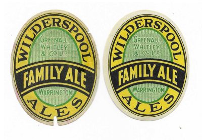 GREENALL WHITLEY OF WARRINGTON - FAMILY ALE 2 DIFFERENT - 82mm & 85mm TALL - SEE BOTH PICS