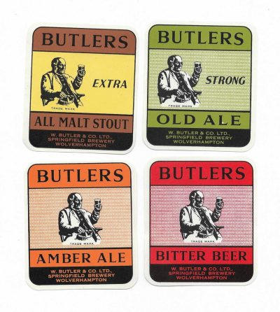 BUTLER OF WOLVERHAMPTON- GROUP OF 4 DIFFERENT - 1950'S LABELS
