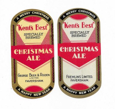 KENT'S BEST -  CHRISTMAS ALE  - FREMLINS AND GEORGE BEER - 1950'S LABELS