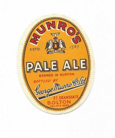 GEORGE MUNRO OF BOLTON - PALE ALE - 82mm TALL