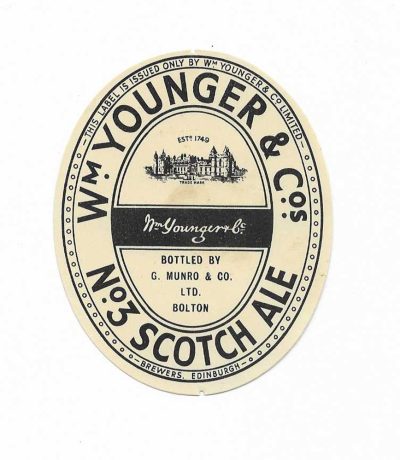 YOUNGER - No.3 SCOTCH ALE - MUNRO OF BOLTON - 82mm TALL - SOME STAINING