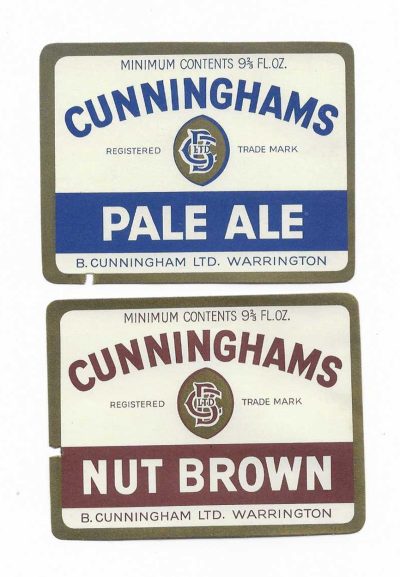 CUNNINGHAM OF WARRINGTON - PALE ALE & NUT BROWN PAIR - 1966