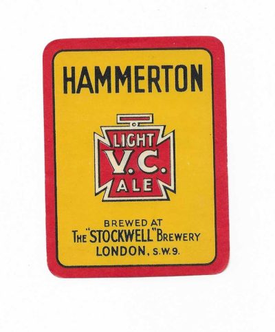HAMMERTON STOCKWELL BREWERY - LIGHT V.C. ALE - 95mm X 72mm