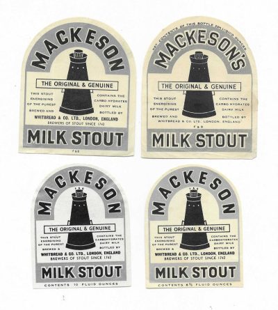 WHITBREAD / MACKESON GROUP OF 4 DIFFERENT MILK STOUT - SEE BOTH PICS