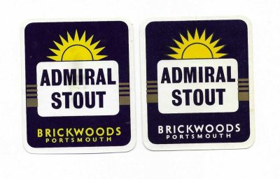 BRICKWOODS OF PORTSMOUTH  - ADMIRAL STOUT - YELLOW & WHITE LETTERING - SEE 2 PICS