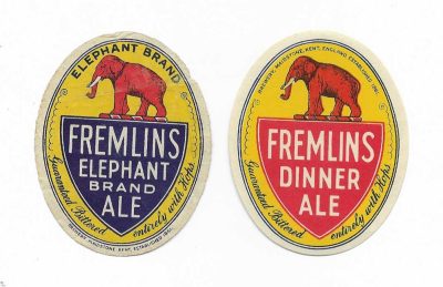 FREMLIN - 2 SMALL SIZE TO CLEAR - ELEPHANT BRAND ALE & DINNER ALE - APPROX. 68mm TALL