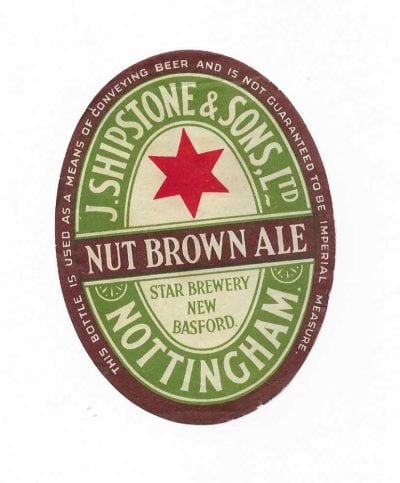 SHIPSTONE STAR BREWERY OF NEW BASFORD - NUT BROWN ALE - LARGER THAN NORMAL - 96mm TALL
