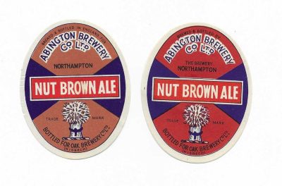 ABINGTON BREWERY - NORTHAMPTON BOTTLED FOR WISBECH - N.B.A. 2 DIFFERENT - SEE BOTH SCANS