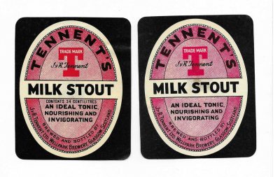 TENNENT'S  - MILK STOUT PAIR  - 102mm TALL - SEE 2 PICS