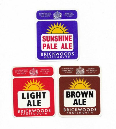 BRICKWOODS OF PORTSMOUTH - 3 DIFFERENT LABELS -  c1958