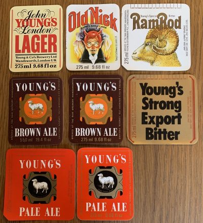 YOUNG & CO - RAM BREWERY OF WANDSWORTH - 8 DIFFERENT LABELS