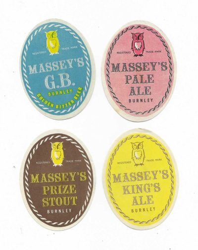 MASSEY OF BURNLEY OWL GROUP - SLIGHTLY STICKY MARKS ON BACKS - WILL PUT SMALL PAPER PIECES ON THEM - 2 PICS