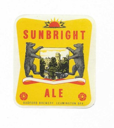 THORNLEY RADFORD BREWERY - SUNBRIGHT ALE - SMALL STICKY MARK ON BACK
