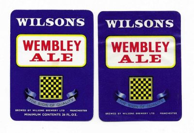 WILSON'S OF MANCHESTER - PAIR OF 95mm TALL BLUE LABELS