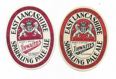 THWAITES 2 DIFFERENT SPARKLING PALE ALE LABELS