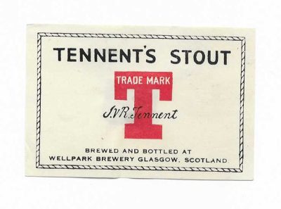 TENNENT'S OF GLASGOW - WAR TIME LABEL - 51mm TALL - SEE BOTH PICS