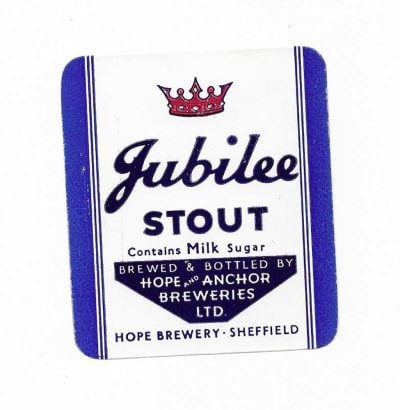 HOPE AND ANCHOR BREWERY  - JUBILEE STOUT - WITH RED CROWN - 75mm TALL