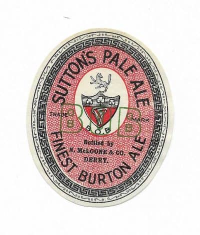 SUTTON'S PALE ALE - BOB - McLOONE OF DERRY