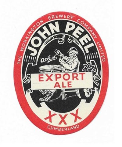 WORKINGTON BREWERY CUMBERLAND - JOHN PEEL EXPORT ALE - LARGE SIZE - 81mm TALL