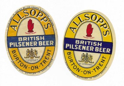 ALLSOPP'S YELLOW PAIR A - BRITISH PILSNER - LARGE SIZE - SEE BOTH PICS