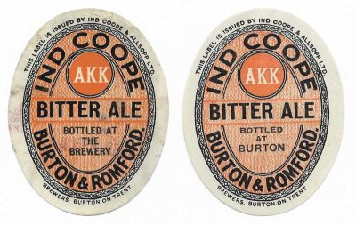 IND COOPE - BITTER ALE - BITTER ALE - 2 DIFFERENT - APPROX. 80mm TALL