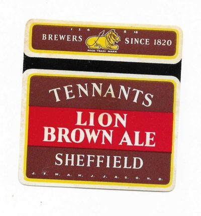 TENNANTS OF SHEFFIELD - LION BROWN ALE - PRE CONTENTS - 79mm TALL - SEE 2 PICS