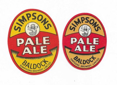 SIMPSONS OF BALDOCK PALE ALE PAIR - SEE BOTH SCANS
