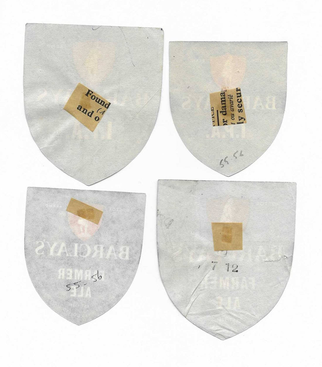 Shield Labels BARCLAY PERKINS – 4 DIFFERENT SHIELD SHAPED LABELS – SEE 2 PICS ...