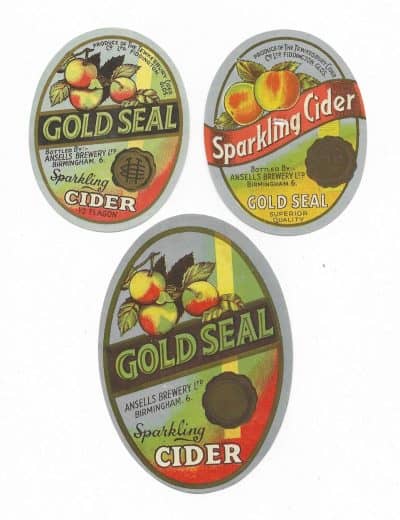 CIDER - ANSELLS OF BIRMINGHAM - TEWKESBURY CIDER - SEE BOTH FRON & BACK PICS - GOLD SEAL HAS HOLE AT CENTRE