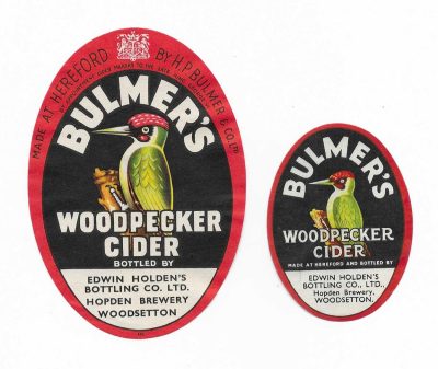 CIDER - BULMER'S WOODPECKER - HOLDEN OF WOODSETTON - LARGE IS 114mm TALL - SEE PICS FRONTS & BACKS