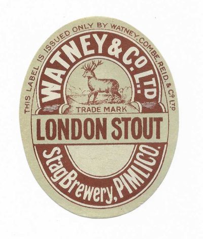 WATNEY COMBE REID - LONDON STOUT c1910 - STAG BREWERY PIMLICO - 87mm  TALL