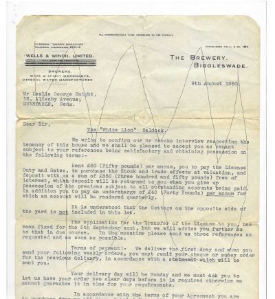 LETTER FROM WELLS & WINCH - DOES NOT HAVE SQIGGLED LINE AND IS NOT £250 ! - EMAIL ME WITH AN OFFER - TOP & LOWER PICS