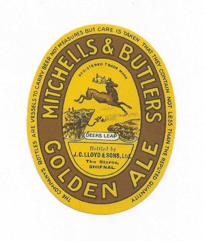 MITCHELLS & BUTLERS - GOLDEN ALE - LLOYD OF SHIFNAL - DEERS LEAP