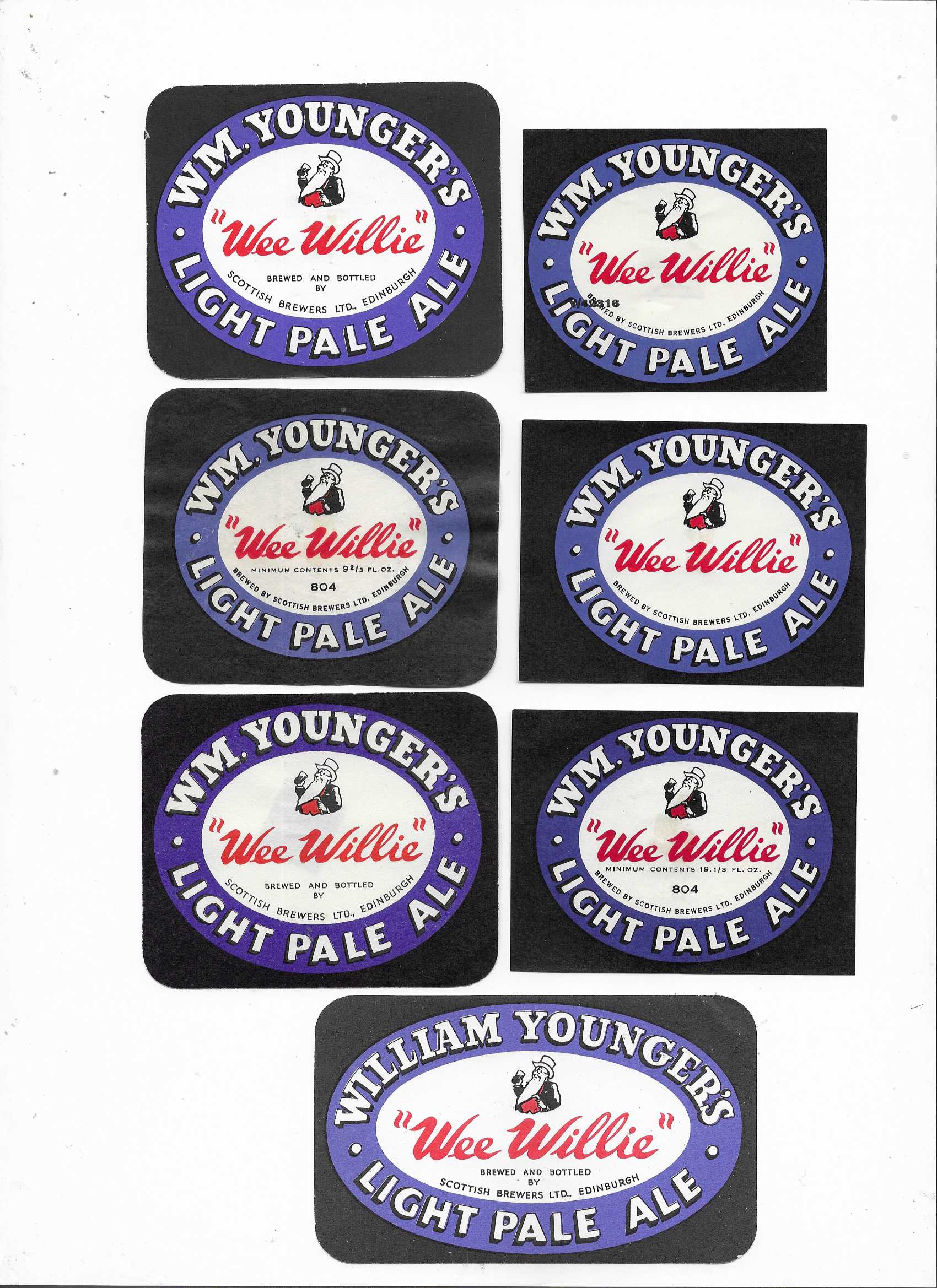 William Labes WILLIAM YOUNGER – LIGHT PALE ALE – ODD GROUP OF 7 DIFFERENT – SEE BOTH ...