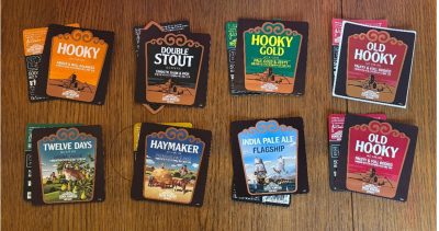HOOK NORTON - 8 MODERN LABELS AND BACKS ( ONE IS UNUSED STICKER TYPE)