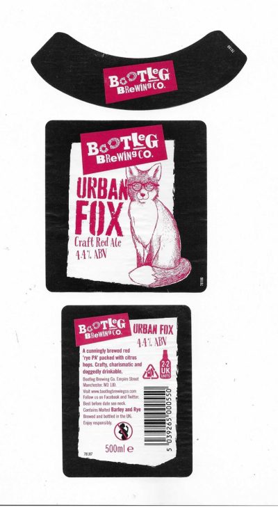 BOOTLEG BREWING OF MANCHESTER - URBAN FOX - USED