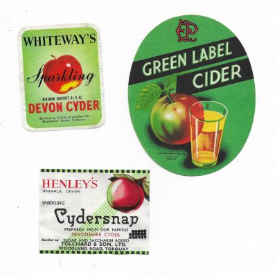 3 CIDER LABELS -  ELDRIDGE POPE - LARGE GREEN OVAL & TOLCHARD (2) - SEE BOTH PICS