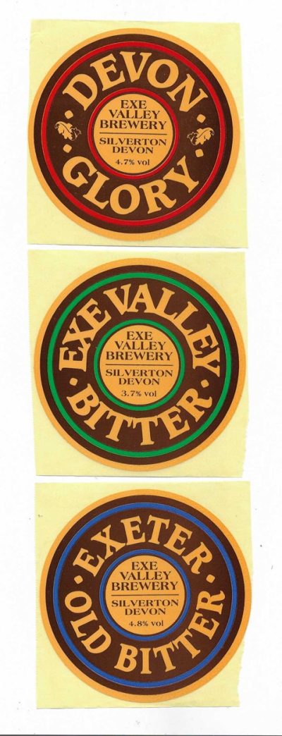 EXE VALLEY BREWERY - SILVERTON IN DEVON - 3 UNUSED STICKER TYPE