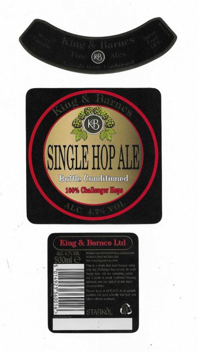KING & BARNES OF HORSHAM - TRIO SET - SINGLE HOP ALE - STAMP HINGE MARKS ONLY