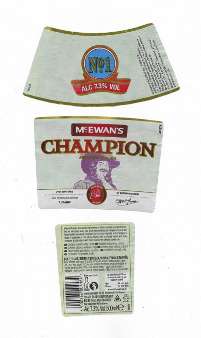 McEWAN'S CHAMPION - ( A ) - SOAKED OFF BOTTLE & THEN RED PAPER