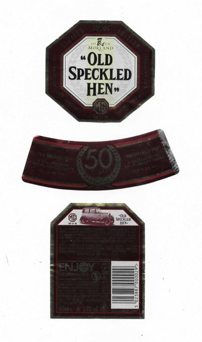 MORLAND - BURY ST. EDMUNDS - ( H ) - SMALLER SIZE - 72mm TALL - SOAKED OFF BOTTLE - LIMITED EDITION MG
