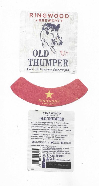 RINGWOOD - OLD THUMPER ( C ) - SOAKED OFF A BOTTLE - FAIR