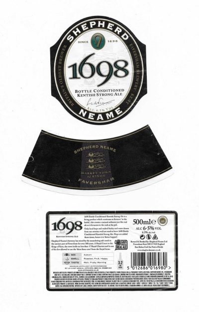 SHEPHERD NEAME - 1698 ALE - SOAKED OFF BOTTLE