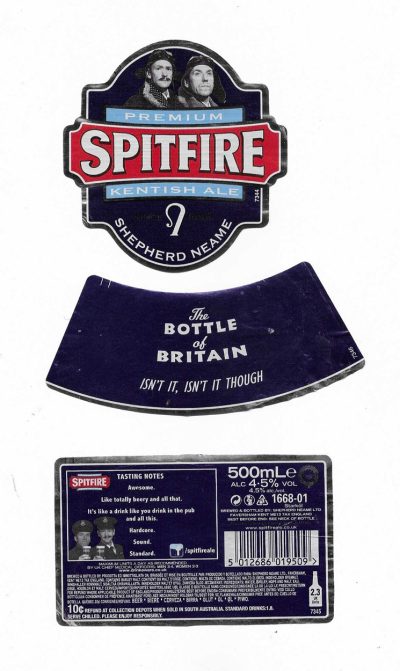 SHEPHERD NEAME - SPITFIRE - PILOTS - SOAKED OFF BOTTLE SO FAIR