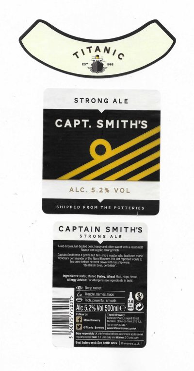 TITANIC BREWERY - STOKE ON TRENT - CAPT. SMITH'S STRONG ALE - SOAKED OFF BOTTLE